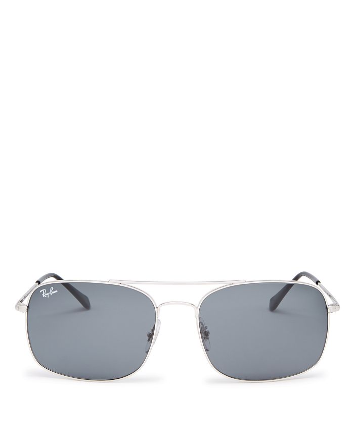 Ray Ban Ray-ban Men's Brow Bar Aviator Sunglasses, 60mm In Silver/blue Solid