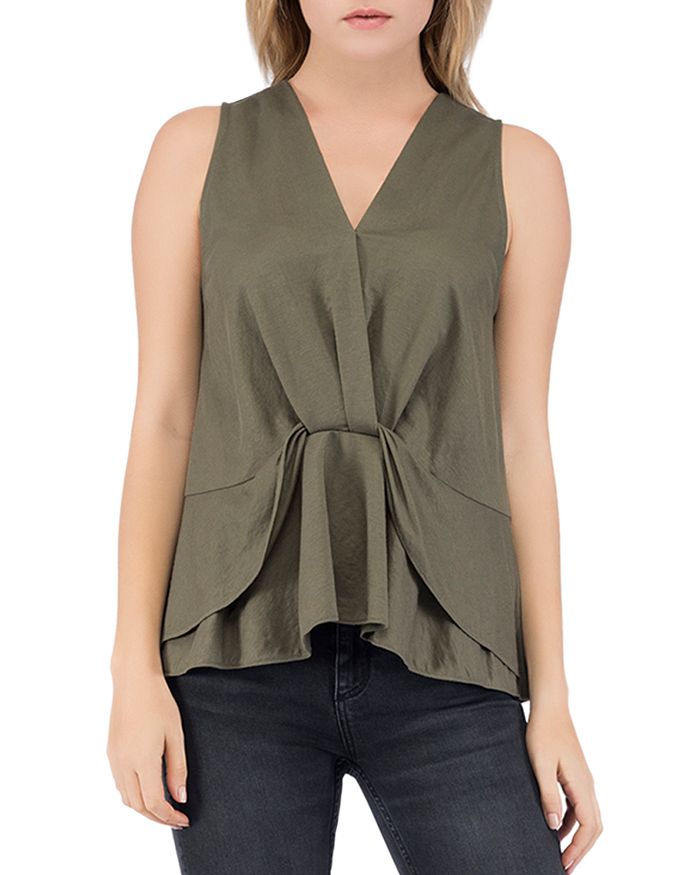 B Collection By Bobeau Lynette Sleeveless Peplum Top In Olive