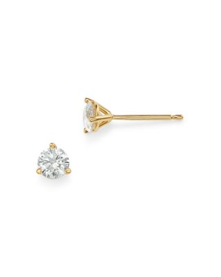 Certified Diamond Stud Earrings in 18K Yellow Gold Martini Setting, 0.50 tcw 