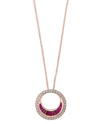 Bloomingdale's - Ruby & Diamond Circle Pendant Necklace in 14K Rose Gold, 18" - 100% Exclusive