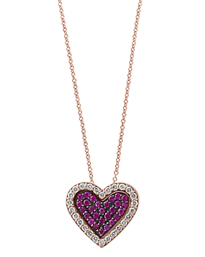 Bloomingdale's Certified Ruby & Diamond Heart Pendant Necklace in 14K Rose Gold, 18 - 100% Exclusive