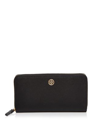 Tory Burch Robinson Continental Long Leather Wallet Camel