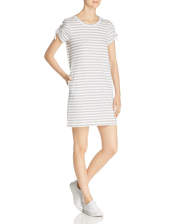 MARC NEW YORK PERFORMANCE STRIPED CINCHED-SLEEVE T-SHIRT DRESS,MN9D2201