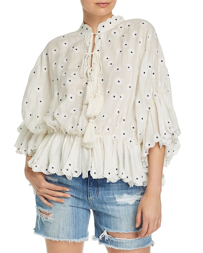 Acler Spencer Embroidered Top In Eggshell