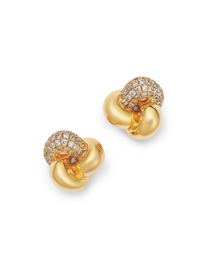 Bloomingdale's Pave Diamond Knot Stud Earrings In 14k Yellow Gold, 0.30 Ct. T.w. - 100% Exclusive In White/gold