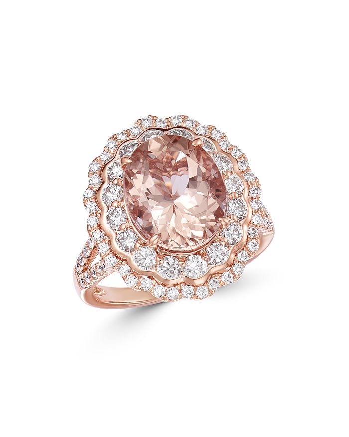 Bloomingdale's Oval Morganite & Diamond Statement Ring In 14k Rose Gold - 100% Exclusive In Pink/rose Gold