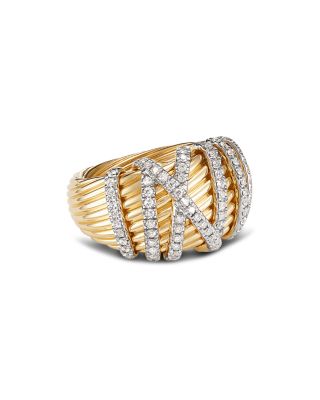 18K Yellow Gold Helena Dome Ring with Diamonds