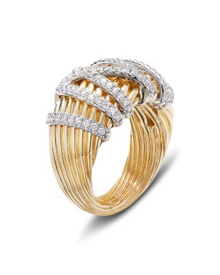 18K Yellow Gold Helena Dome Ring with Diamonds