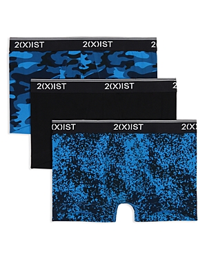 2(x)ist Cotton Stretch No-show Trunks, Pack Of 3 In Blue Camo/black/dot Camo
