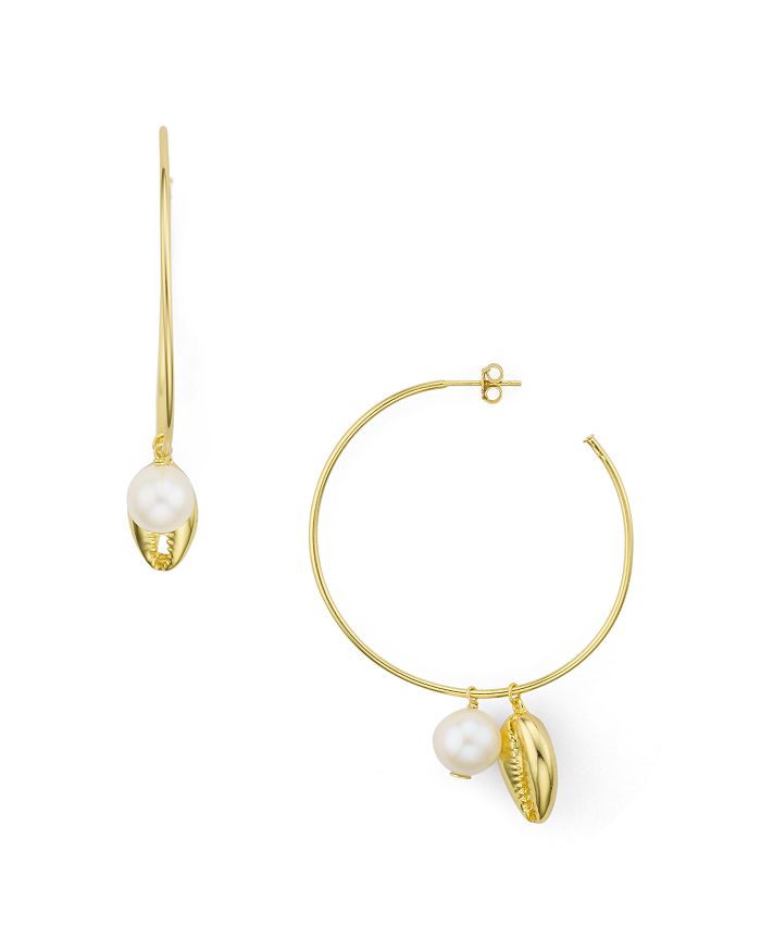 Argento Vivo Seychelle Charm Large Hoop Earrings In 18k Gold-plated Sterling Silver
