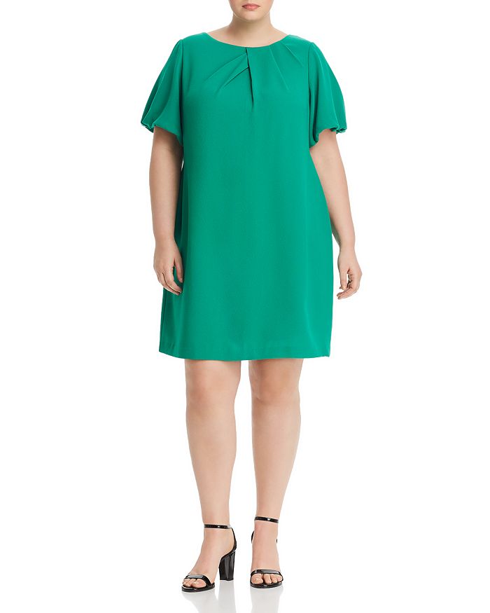 Adrianna Papell Plus Blouson-sleeve Shift Dress In Emerald
