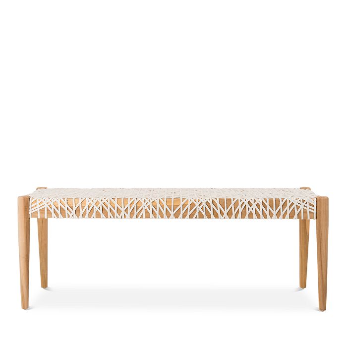 Shop Safavieh Bandelier Leather Weave Bench In Off-white/natural