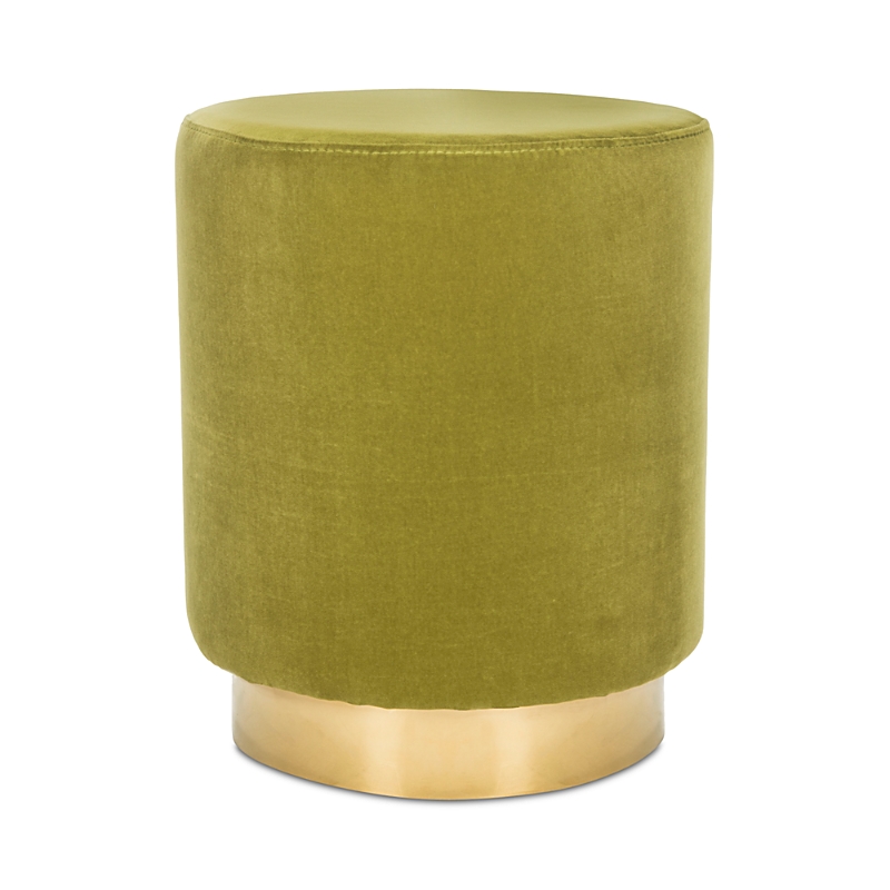 Safavieh Elsworth Velvet Ottoman With Brass Base In Green
