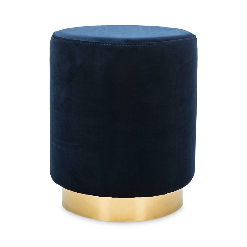 Safavieh Elsworth Velvet Ottoman With Brass Base In Navy