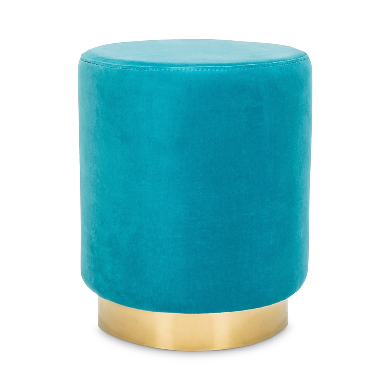 Safavieh Elsworth Velvet Ottoman With Brass Base In Turquoise