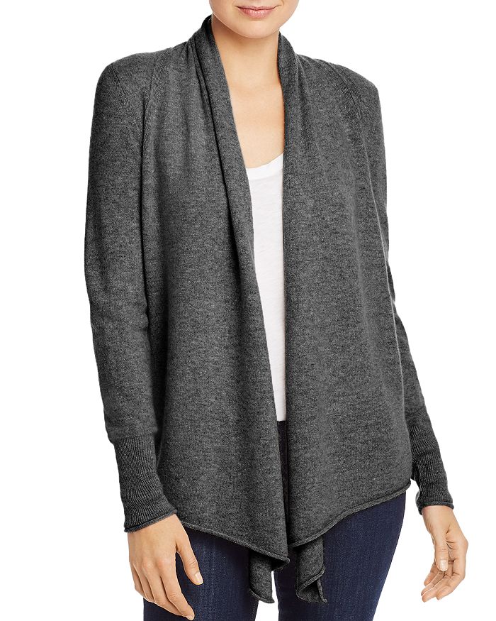 Aqua Cashmere Draped Open-front Cashmere Cardigan - 100% Exclusive In Heather Gray