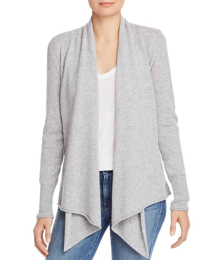 Aqua Cashmere Draped Open-front Cashmere Cardigan - 100% Exclusive In Light Gray
