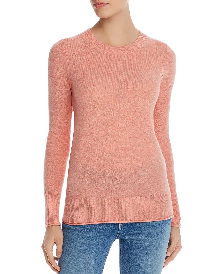 Aqua Cashmere Fitted Cashmere Crewneck Sweater - 100% Exclusive In Heather Coral