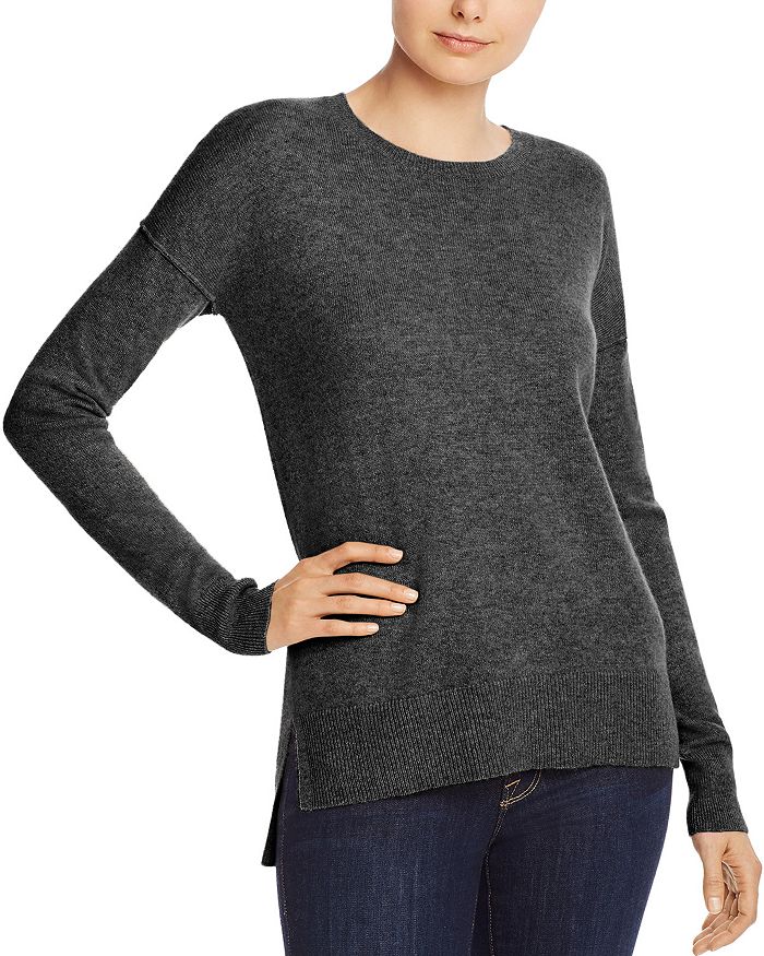 Aqua Cashmere High/low Crewneck Sweater - 100% Exclusive In Heather Gray