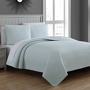 American Home Fashion Estate Fenwick 3-piece Quilt Set, Full/queen In Pale Aqua