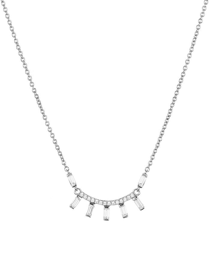 Nadri Mercer Small Baguette & Pave Pendant Necklace, 16 In Silver
