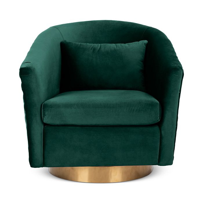 Safavieh Couture Clara Quilted Swivel Tub Chair In Emerald