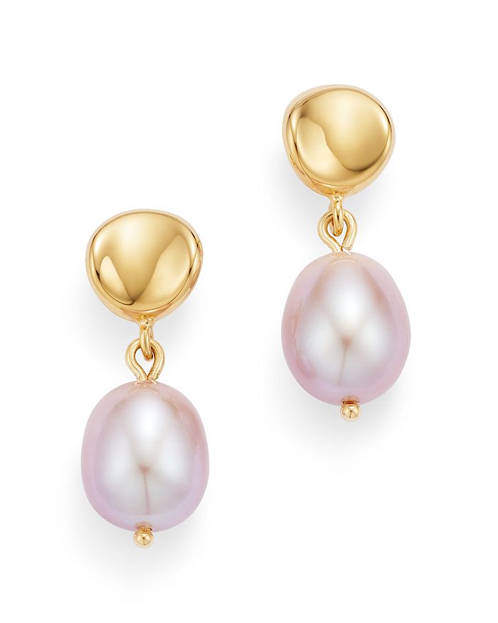 Bloomingdale's Cultured Freshwater Pink Pearl Drop Earrings In 14k Yellow Gold - 100% Exclusive In Pink/gold
