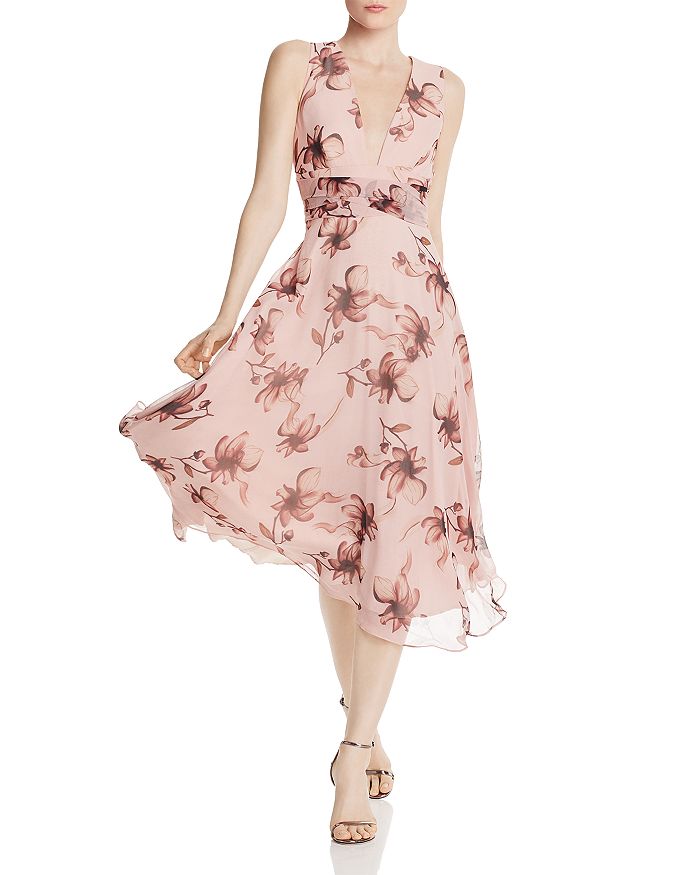 Sau Lee Julia Floral Print Dress In Pink