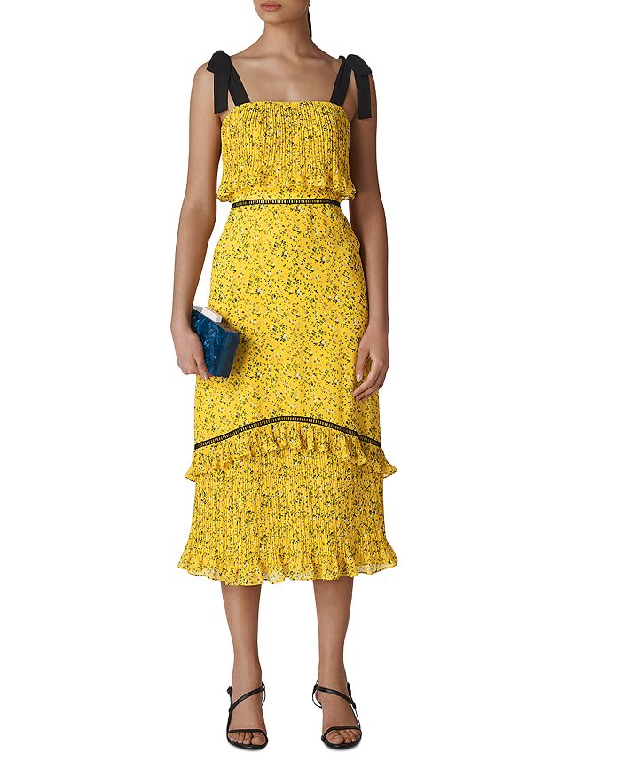Whistles ditsy blossom pleated dress clearance