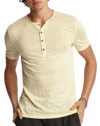 John Varvatos Collection Linen Regular Fit Henley | Bloomingdale's