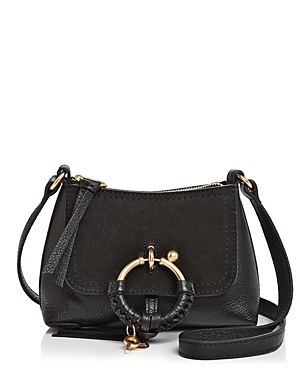 See By Chloé See By Chloe Joan Mini Leather & Suede Hobo In Black/gold