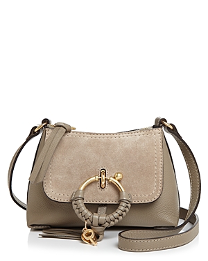 See By Chloé See By Chloe Joan Mini Leather & Suede Hobo In Motty Gray/gold