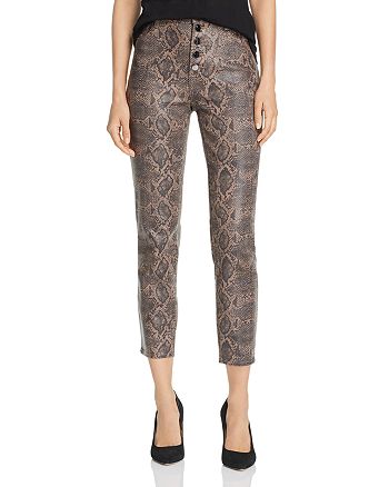 J Brand - Lillie Coated-Snakeskin-Printed Crop Skinny Jeans in Brown Boa