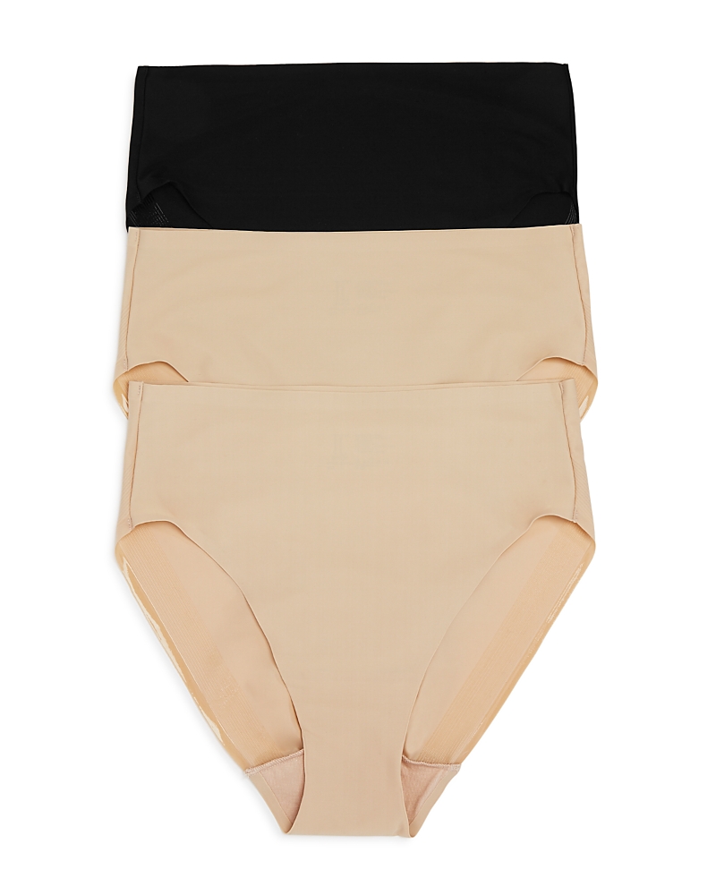 Tc Fine Intimates Micro High-cut Briefs, Set Of 3 In Warm Beige/black