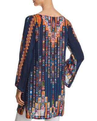 green emerald velvet dress NWT Johnny Was Workshop Megan Flare Sleeve Tunic XS – The Closet New York main image 1