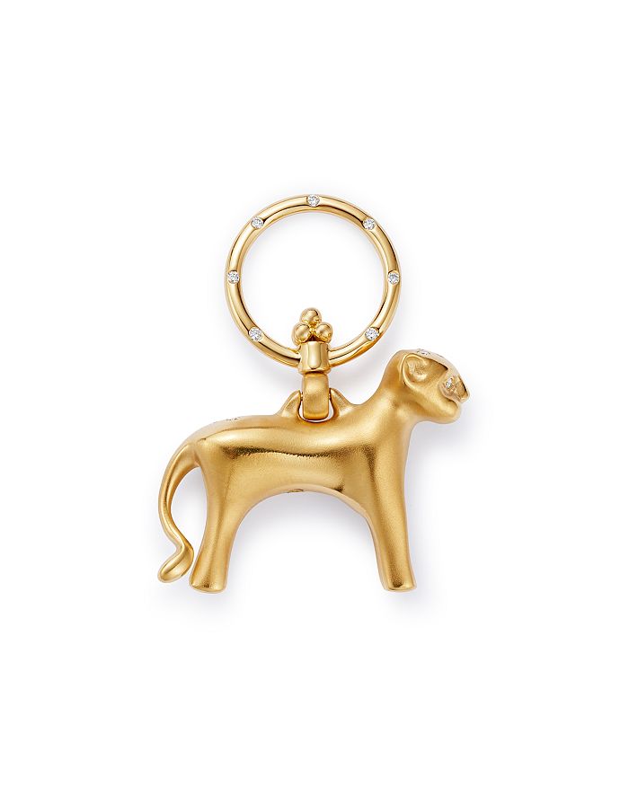 Temple St Clair 18k Yellow Gold Diamond Standing Lion Pendant In White/gold