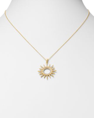 Diamond Sun Pendant Necklace in 14K Yellow Gold, 0.75 tcw 
