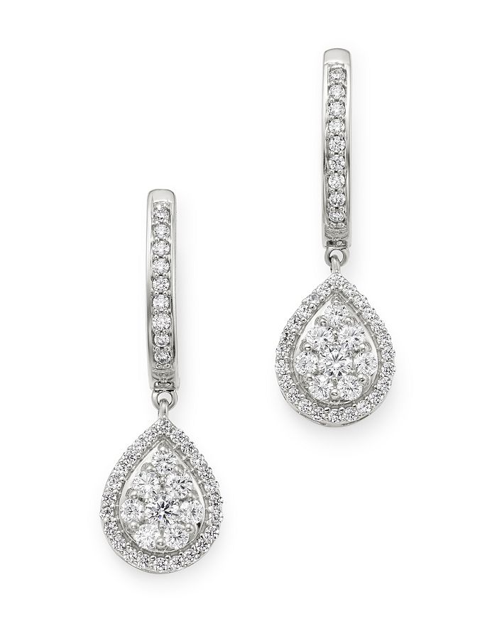 Bloomingdale's Cluster Diamond Drop Earrings In 14k White Gold, 0.70 Ct. T.w. - 100% Exclusive