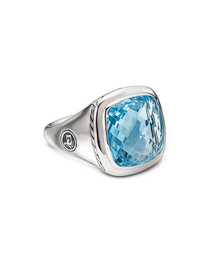 DAVID YURMAN STERLING SILVER ALBION RING WITH BLUE TOPAZ,R14513 SSABT6