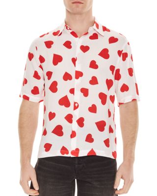 heart print button up shirt