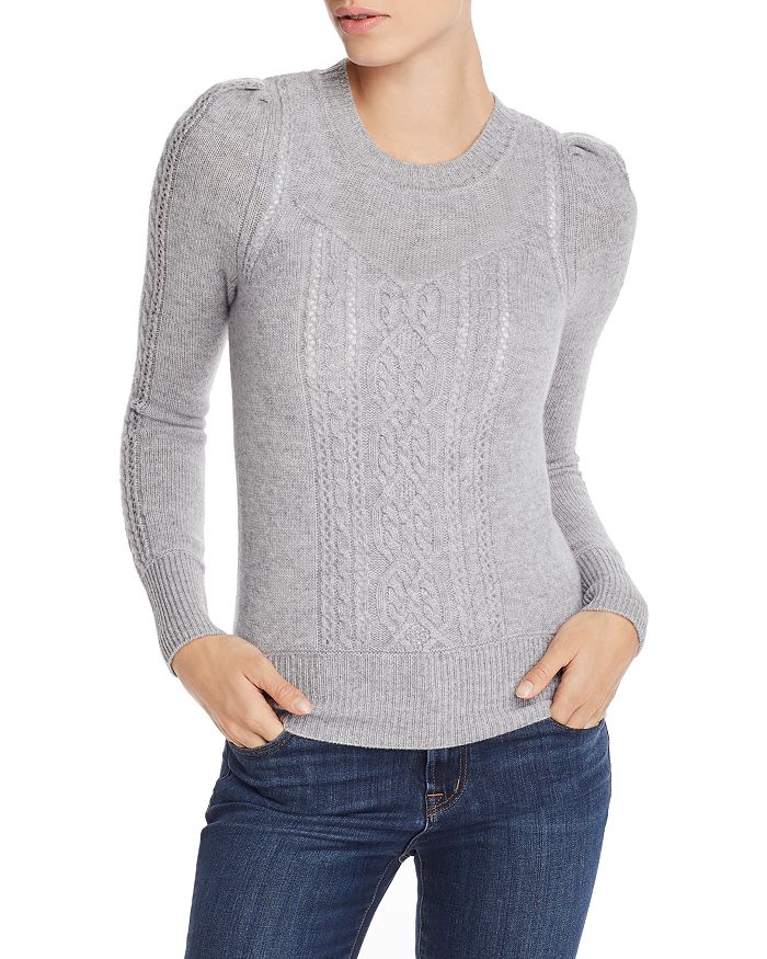 Aqua Cashmere Mixed-knit Cashmere Sweater - 100% Exclusive In Light Gray