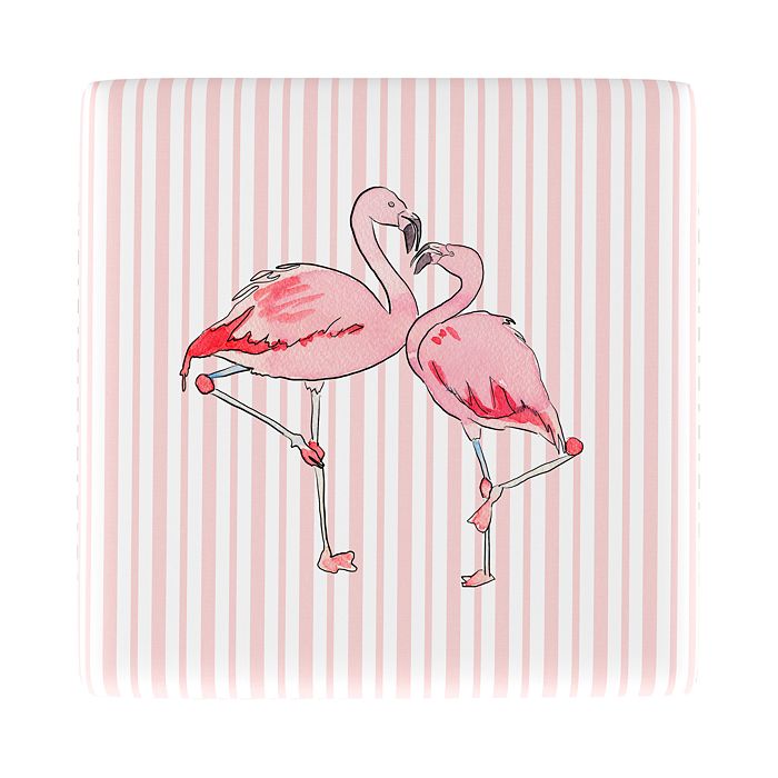 Shop Cloth & Company Gray Malin X Cloth & Co. Adrianna Storage Ottoman In Flamingo Stripe Pink