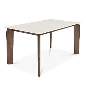 Huppe Magnolia 60 Lacquered Glass Top Dining Table In Light Natural Walnut / Cream Glass
