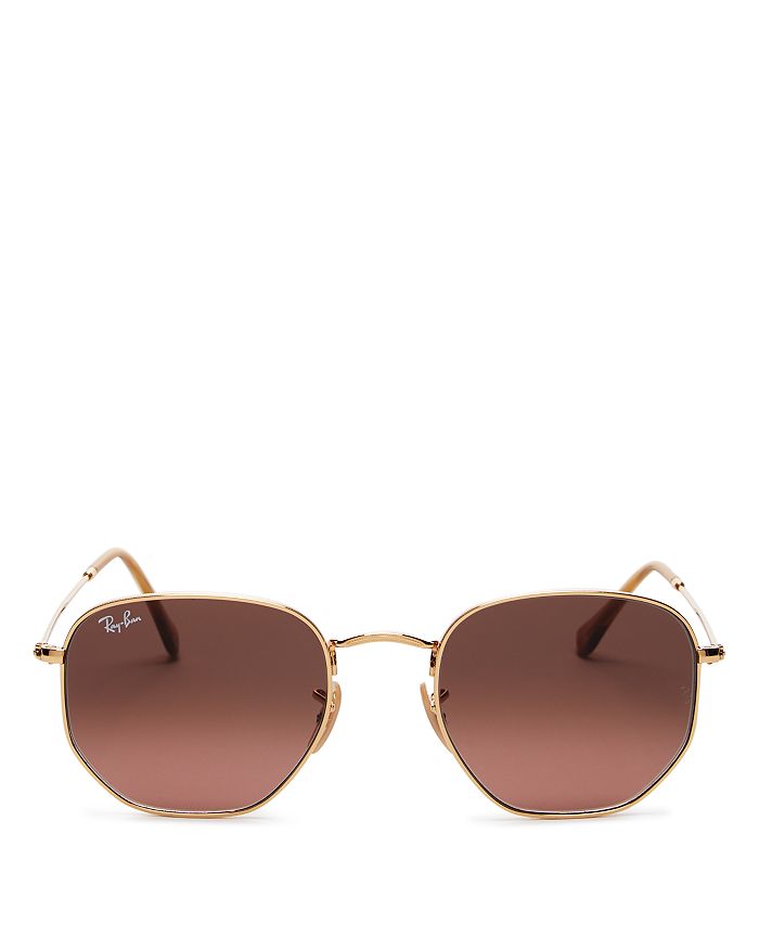 Ray Ban Ray-ban Unisex Icons Hexagonal Sunglasses, 51mm In Gold/brown Gray Gradient