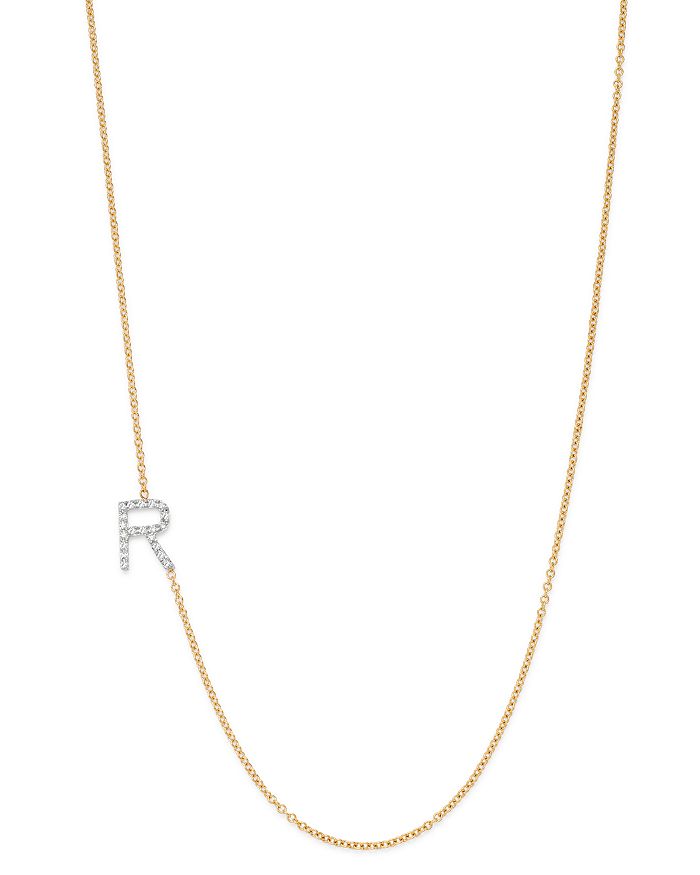 Zoe Lev 14k Yellow Gold Diamond Asymmetric Initial Necklace, 18 In R/gold