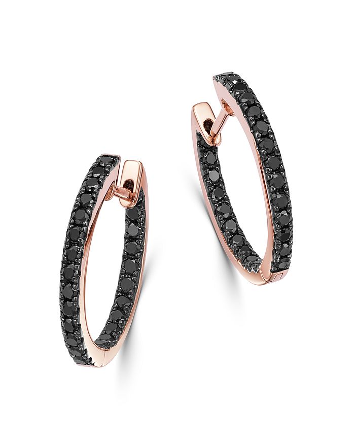 Bloomingdale's Black Diamond Inside-out Medium Hoop Earrings In 14k Rose Gold, 0.80 Ct. T.w. - 100% Exclusive In Black/rose Gold