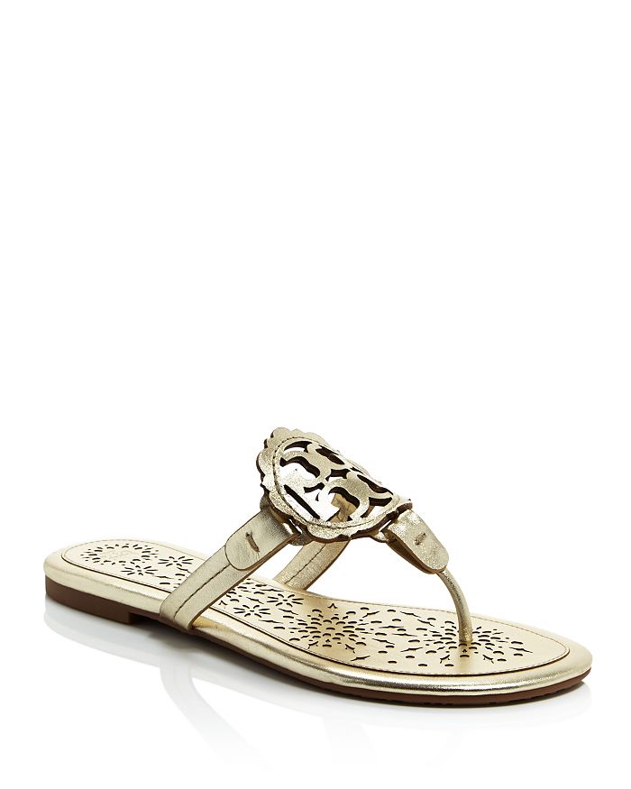 TORY BURCH WOMEN'S MILLER SCALLOP LEATHER THONG SANDALS,51865