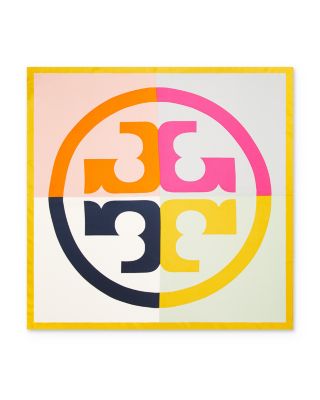 Tory Burch Color-Block Logo Silk Scarf | Bloomingdale's