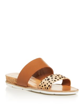 Dolce Vita - Leopard Print Calf Hair Slide Sandals
