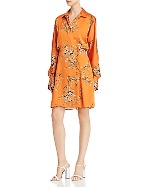 EQUIPMENT HARMON FLORAL SATIN WRAP DRESS,19-3-005618-DR02102